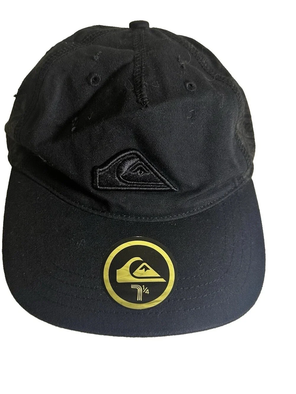 Y2K 2000’s Quiksilver Hat Skater Grunge Burnout Print Black Baseball Fitted Sz S